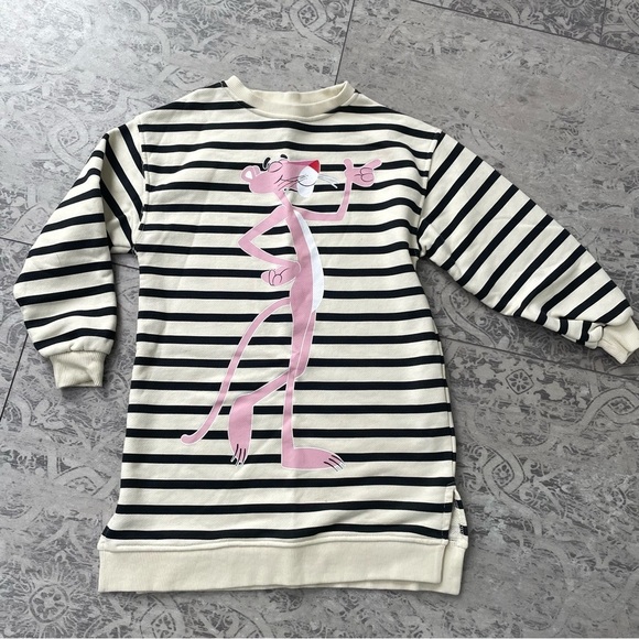Zara | Pink Panther Striped Dress / Sweatshirt Tunic Size 8 - Picture 1 of 5